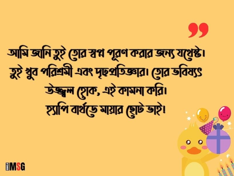 ছোট ভাইকে জন্মদিনের শুভেচ্ছা