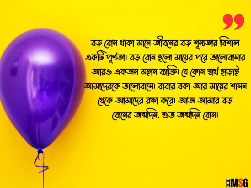 বড় বোনের জন্মদিনের শুভেচ্ছা